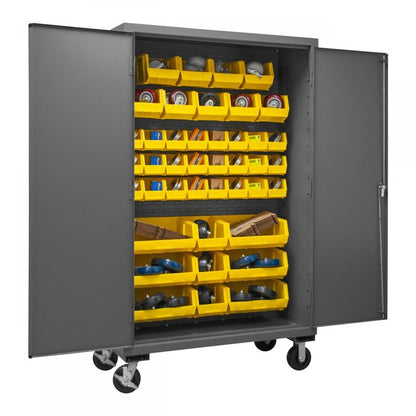 DURHAM MFG 2502M-BLP-42-95 Mobile Cabinet, 42 Yellow Bins
