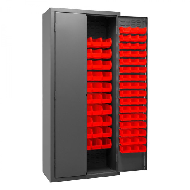 DURHAM MFG 2603-156B-1795 Cabinet, 156 Red Bins