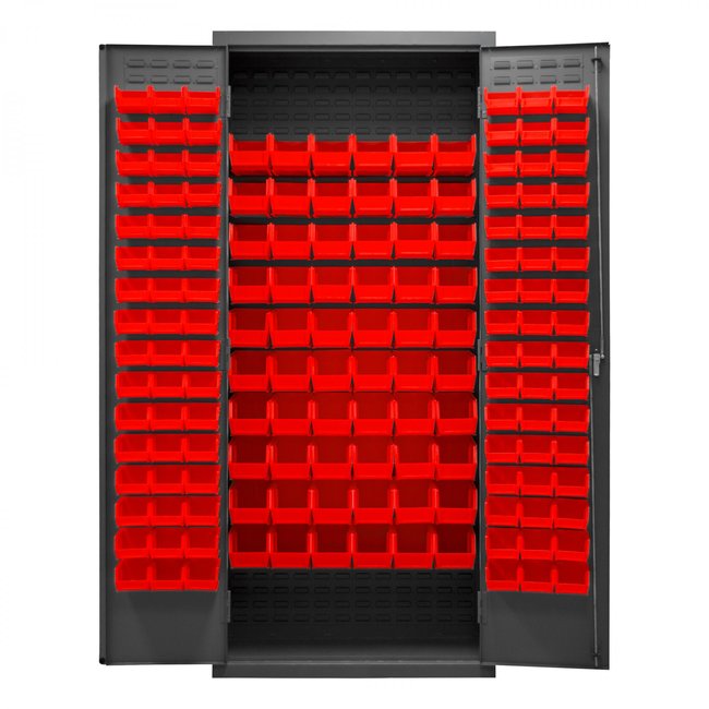 DURHAM MFG 2603-156B-1795 Cabinet, 156 Red Bins
