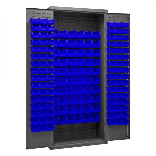 DURHAM MFG 2603-156B-5295 Cabinet, 156 Blue Bins