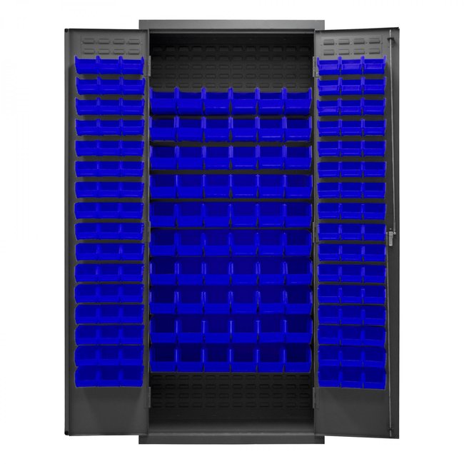 DURHAM MFG 2603-156B-5295 Cabinet, 156 Blue Bins