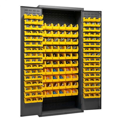 DURHAM MFG 2603-156B-95 Cabinet, 156 Yellow Bins