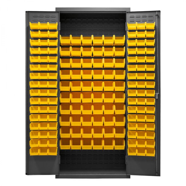 DURHAM MFG 2603-156B-95 Cabinet, 156 Yellow Bins