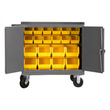DURHAM MFG 3100-BLP-20-95 Mobile Bench Cabinet, 20 Yellow Bins