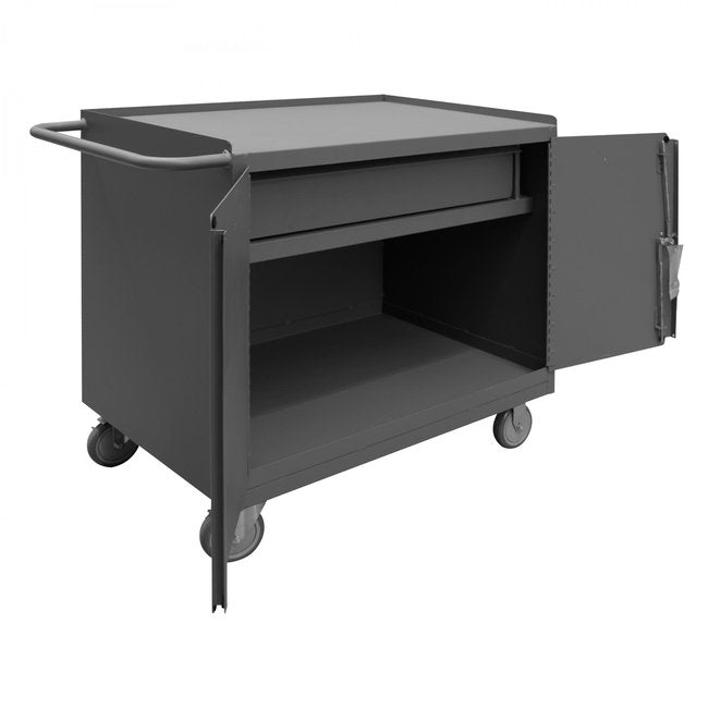 DURHAM MFG 31001DR-5PU-95 Mobile Bench Cabinet,  2 Doors, 1 Drawer