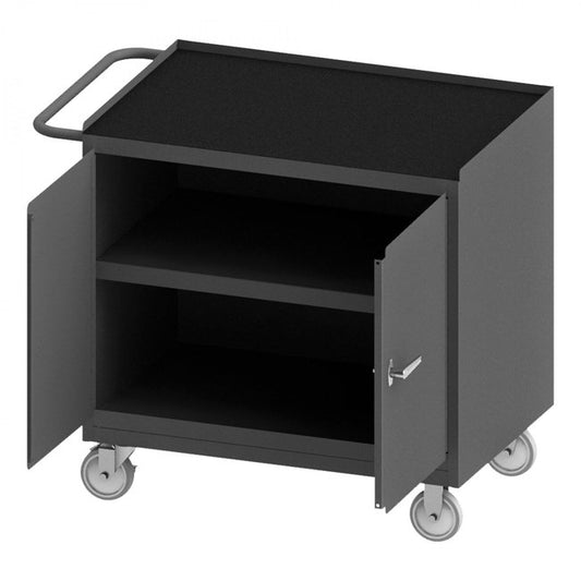 DURHAM MFG 3100RM-5PU-95 Mobile Bench Cabinet, Black Rubber Mat