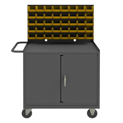 DURHAM MFG 3112-32B-LU-5PO-95 Mobile Workstation, 32 Yellow Bins