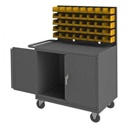 DURHAM MFG 3112-32B-LU-5PO-95 Mobile Workstation, 32 Yellow Bins