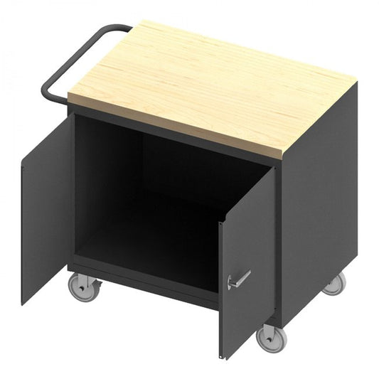 DURHAM MFG 3112-MT-95 Mobile Bench Cabinet, Maple Top, 2 Doors