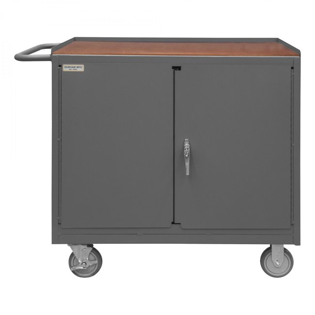 DURHAM MFG 3112-TH-95 Mobile Bench Cabinet, Hard Board, 2 Door