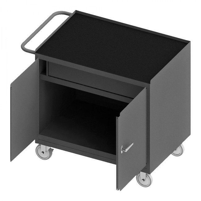 DURHAM MFG 3115-RM-95 Mobile Bench Cabinet, Black Rubber Mat