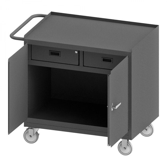 DURHAM MFG 3116-95 Mobile Bench Cabinet, 2 Drawer, Steel