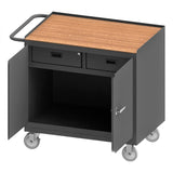 DURHAM MFG 3116-TH-95 Mobile Bench Cabinet, 2 Door, Hard Board