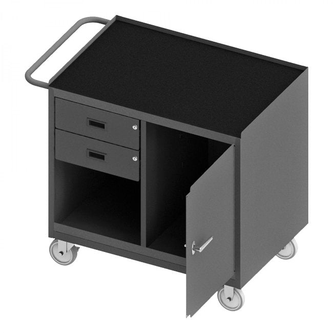 DURHAM MFG 3118-RM-95 Mobile Bench Cabinet, 1 Door, Rubber Mat
