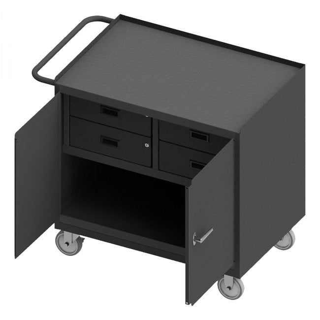DURHAM MFG 3119-95 Mobile Bench Cabinet, 4 Drawer, Steel