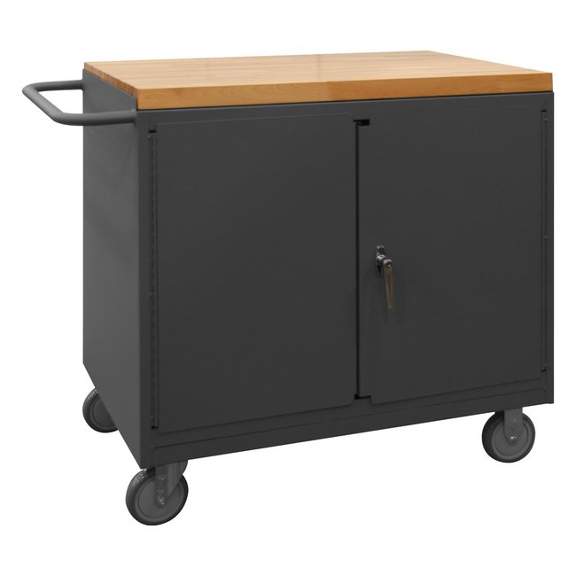 DURHAM MFG 3119-MT-95 Mobile Bench Cabinet, 4 Drawer,Maple Top