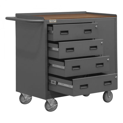 DURHAM MFG 3121-TH-95 Mobile Bench Cabinet, 4 Drawer, Board