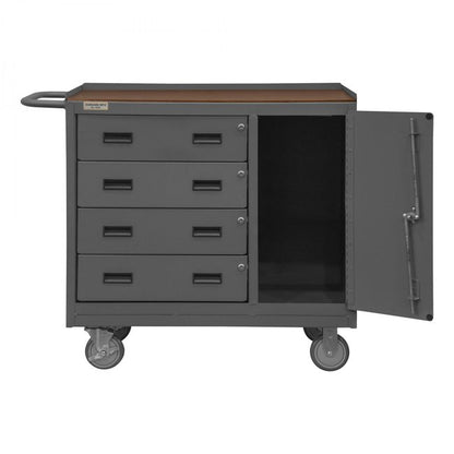 DURHAM MFG 3121-TH-95 Mobile Bench Cabinet, 4 Drawer, Board