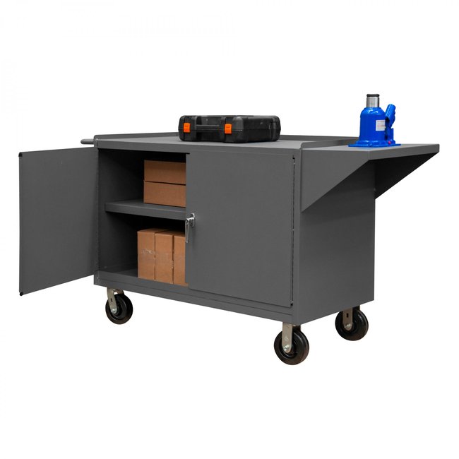 DURHAM MFG 3400-95 Mobile Bench Cabinet, 1 Shelf, 2 Doors