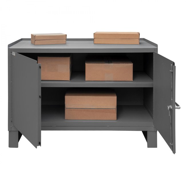 DURHAM MFG 3403NVSLF-95 Stationary Workstation, 2 Shelf, 2 Doors
