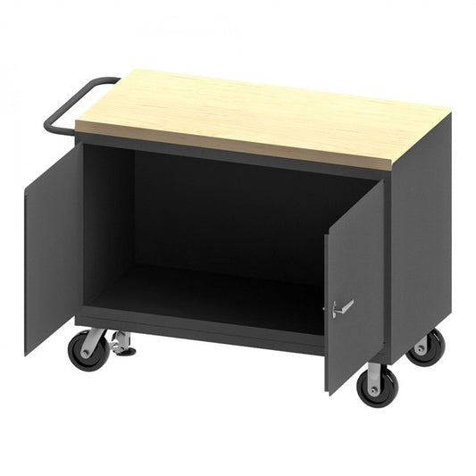 DURHAM MFG 3411-MT-FL-95 Mobile Bench Cabinet, Maple Top, FL