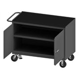 DURHAM MFG 3412-RM-FL-95 Mobile Bench Cabinet, Black Rubber Mat
