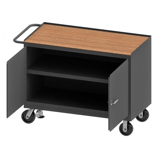 DURHAM MFG 3412-TH-FL-95 Mobile Bench Cabinet, Hard Board Top