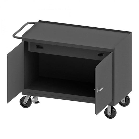 DURHAM MFG 3413-FL-95 Mobile Bench Cabinet, Steel, Floor Lock