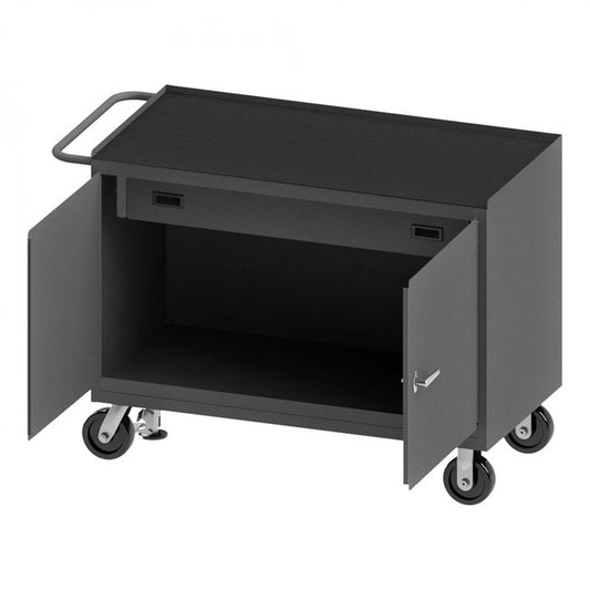 DURHAM MFG 3413-RM-FL-95 Mobile Bench Cabinet, Mat, Floor Lock