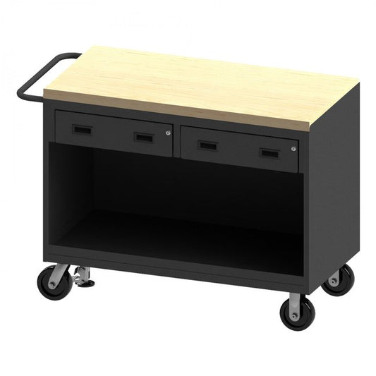 DURHAM MFG 3414-MT-FL-95 Mobile Bench Cabinet, No Door, Maple