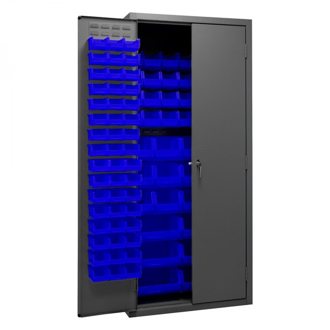 DURHAM MFG 3500-138B-5295 Cabinet, 138 Blue Bins