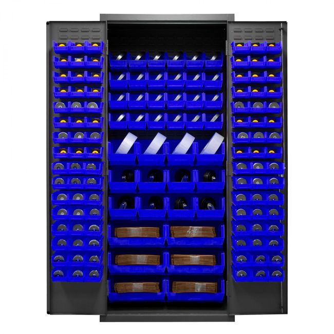 DURHAM MFG 3500-138B-5295 Cabinet, 138 Blue Bins