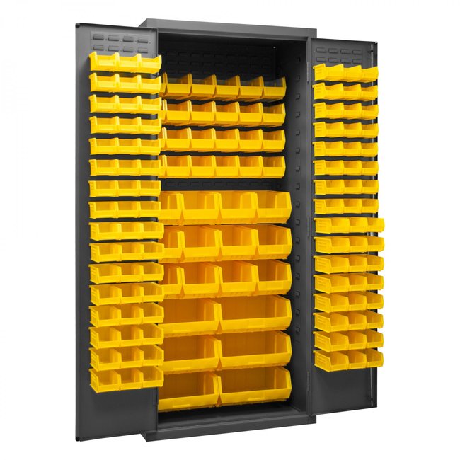 DURHAM MFG 3500-138B-95 Cabinet, 138 Yellow Bins
