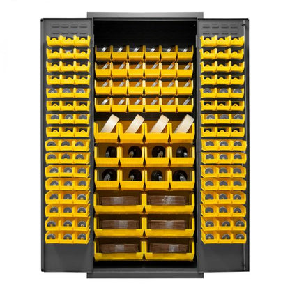 DURHAM MFG 3500-138B-95 Cabinet, 138 Yellow Bins