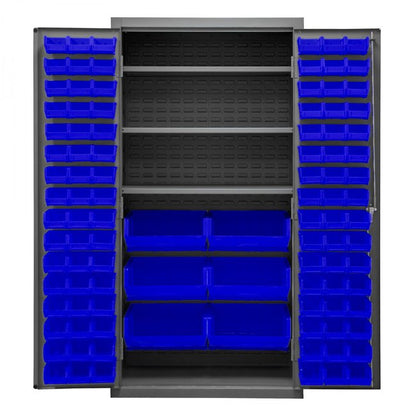 DURHAM MFG 3501-BDLP-102-3S-5295 Cabinet, 3 Shelves, 102 Blue Bins