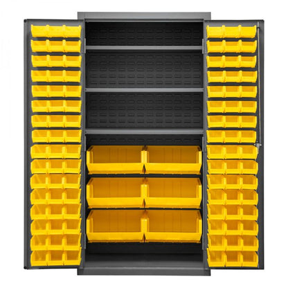 DURHAM MFG 3501-BDLP-102-3S-95 Cabinet, 3 Shelves, 102 Yellow Bins