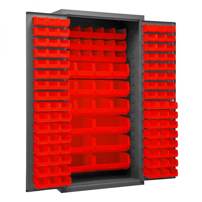 DURHAM MFG 3501-BDLP-132-1795 Cabinet, 132 Red Bins