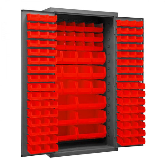 DURHAM MFG 3501-BDLP-132-1795 Cabinet, 132 Red Bins