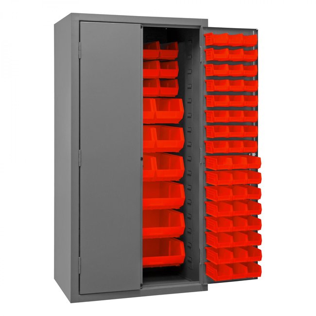 DURHAM MFG 3501-BDLP-132-1795 Cabinet, 132 Red Bins