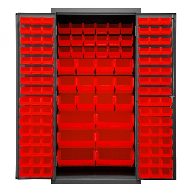 DURHAM MFG 3501-BDLP-132-1795 Cabinet, 132 Red Bins