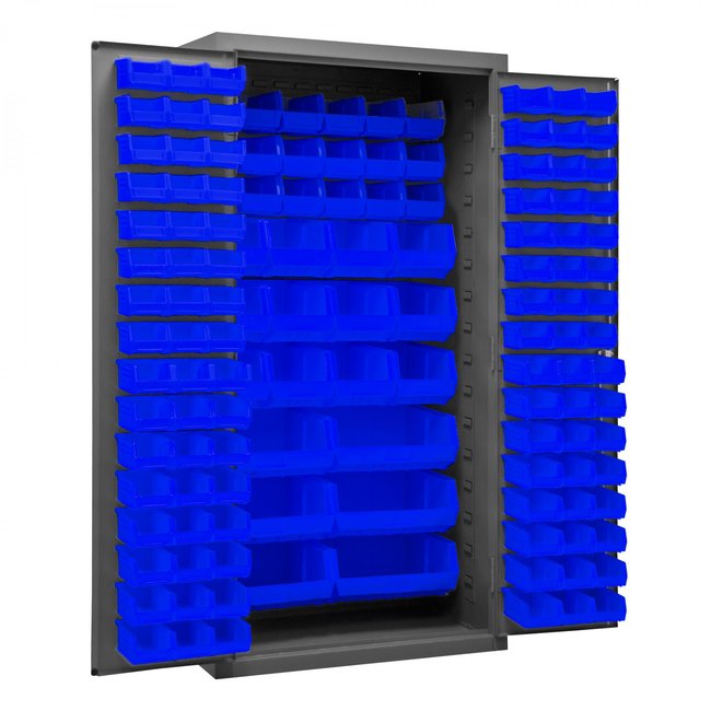 DURHAM MFG 3501-BDLP-132-5295 Cabinet, 132 Blue Bins