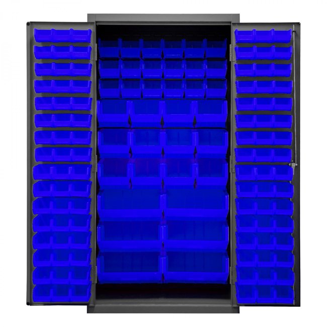 DURHAM MFG 3501-BDLP-132-5295 Cabinet, 132 Blue Bins