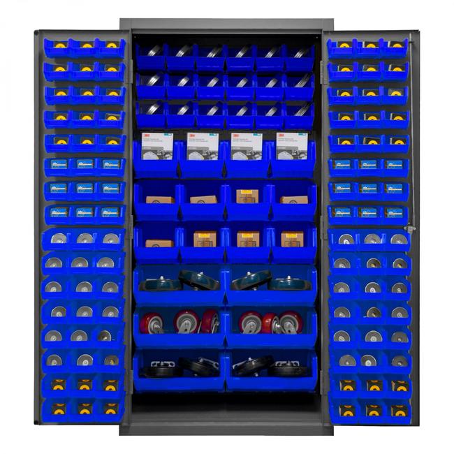 DURHAM MFG 3501-BDLP-132-5295 Cabinet, 132 Blue Bins