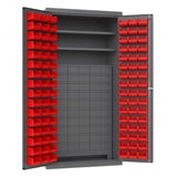 DURHAM MFG 3501-DLP-60DR11-96-2S1795 Cabinet, 2 Shelves, 96 Red Bins