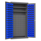DURHAM MFG 3501-DLP-60DR11-96-2S5295 Cabinet, 2 Shelves, 96 Blue Bins