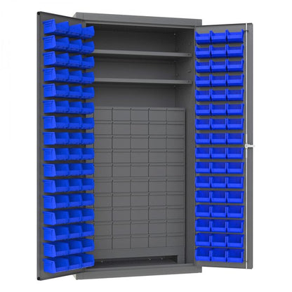 DURHAM MFG 3501-DLP-60DR11-96-2S5295 Cabinet, 2 Shelves, 96 Blue Bins