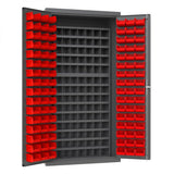 DURHAM MFG 3501-DLP-72/40B-96-1795 Cabinet, 96 Red Bins, 112 Steel Bins