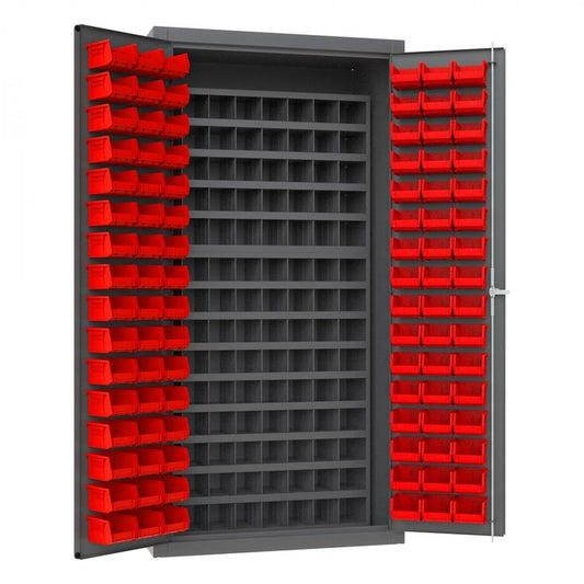 DURHAM MFG 3501-DLP-72/40B-96-1795 Cabinet, 96 Red Bins, 112 Steel Bins
