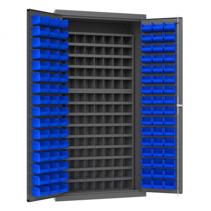DURHAM MFG 3501-DLP-72/40B-96-5295 Cabinet, 96 Blue Bins, 112 Steel Bins