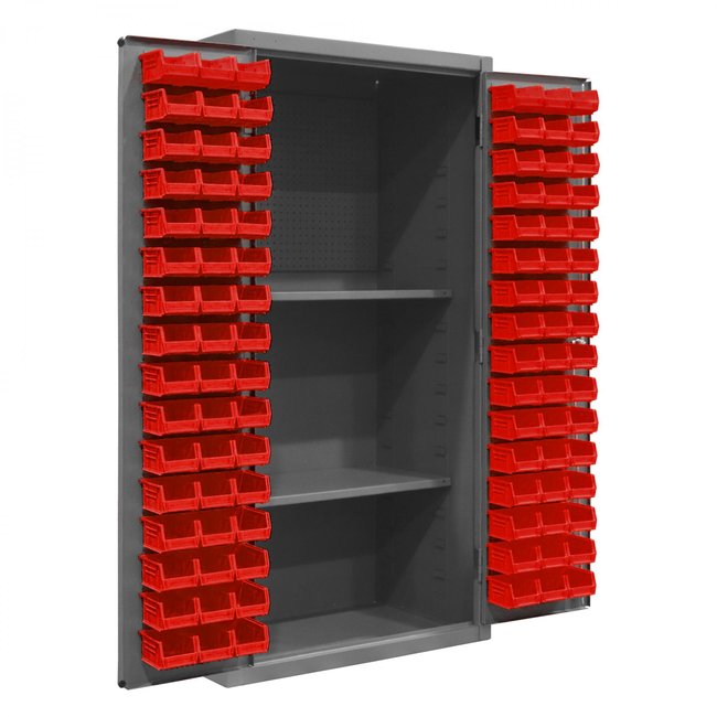 DURHAM MFG 3501-DLP-PB-96-2S-1795 Pegboard Cabinet, 2 Shelves, 96 Bins